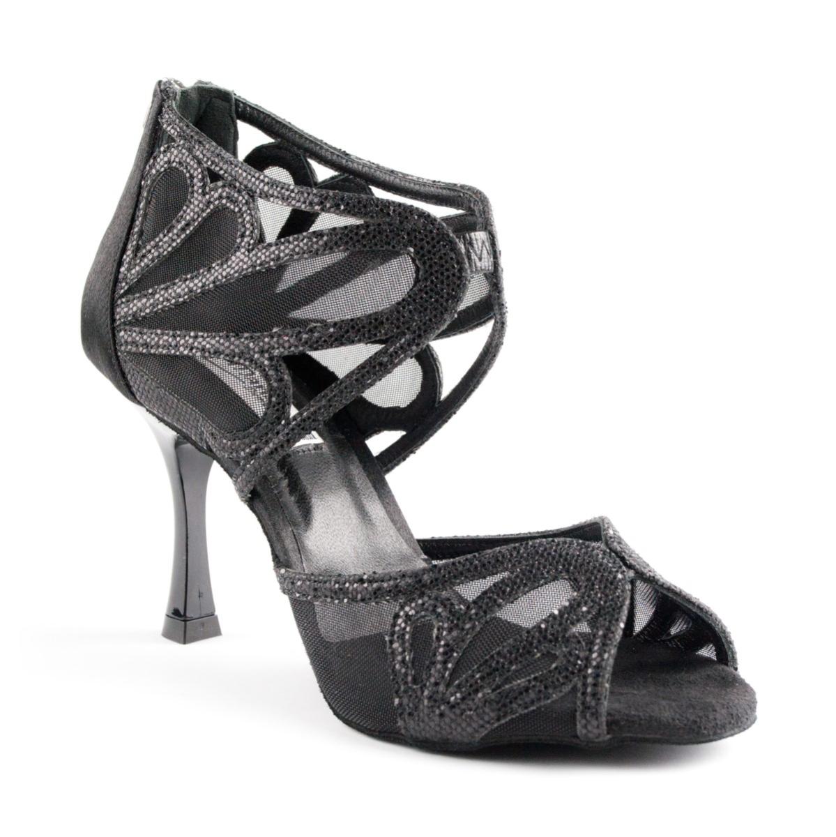 Portdance Damen Tanzschuhe PD808 - Farbe: Schwarz - Absatz: 6 cm Flare - Größe: EUR 41