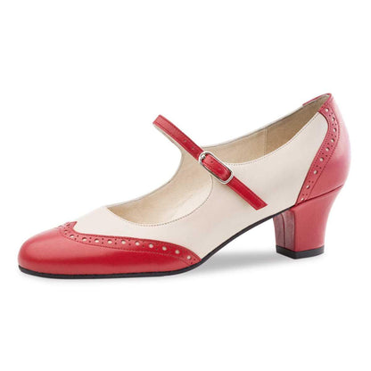 Werner Kern Damen Tanzschuhe Emma 4,5 - Farbe: Rot/Creme - Größe: UK 3