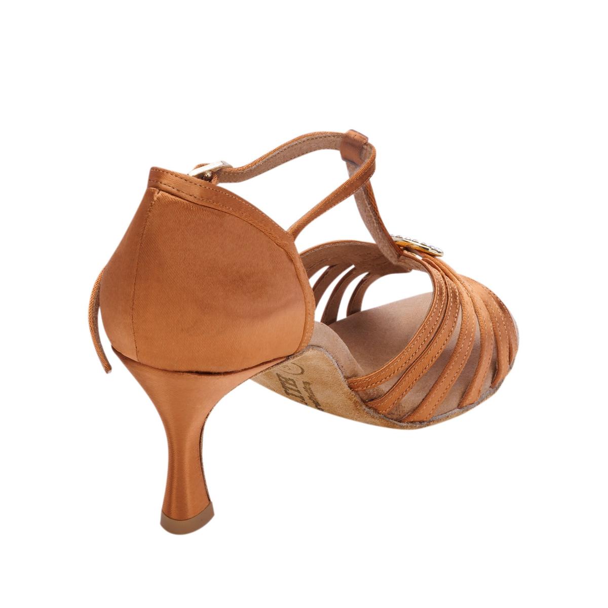 Rummos Damen Tanzschuhe Elite Karina 048 - Obermaterial: Satin - Farbe: Dark Tan - Weite: Normal - Absatz: 60R Flare - Größe: EUR 42