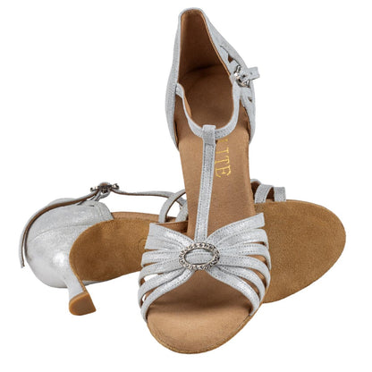 Rummos Damen Latein Tanzschuhe Elite Karina 169 - Material: Leder - Farbe: Silber Cuarzo - Weite: Normal - Absatz: 70R Flare - Größe: EUR 38
