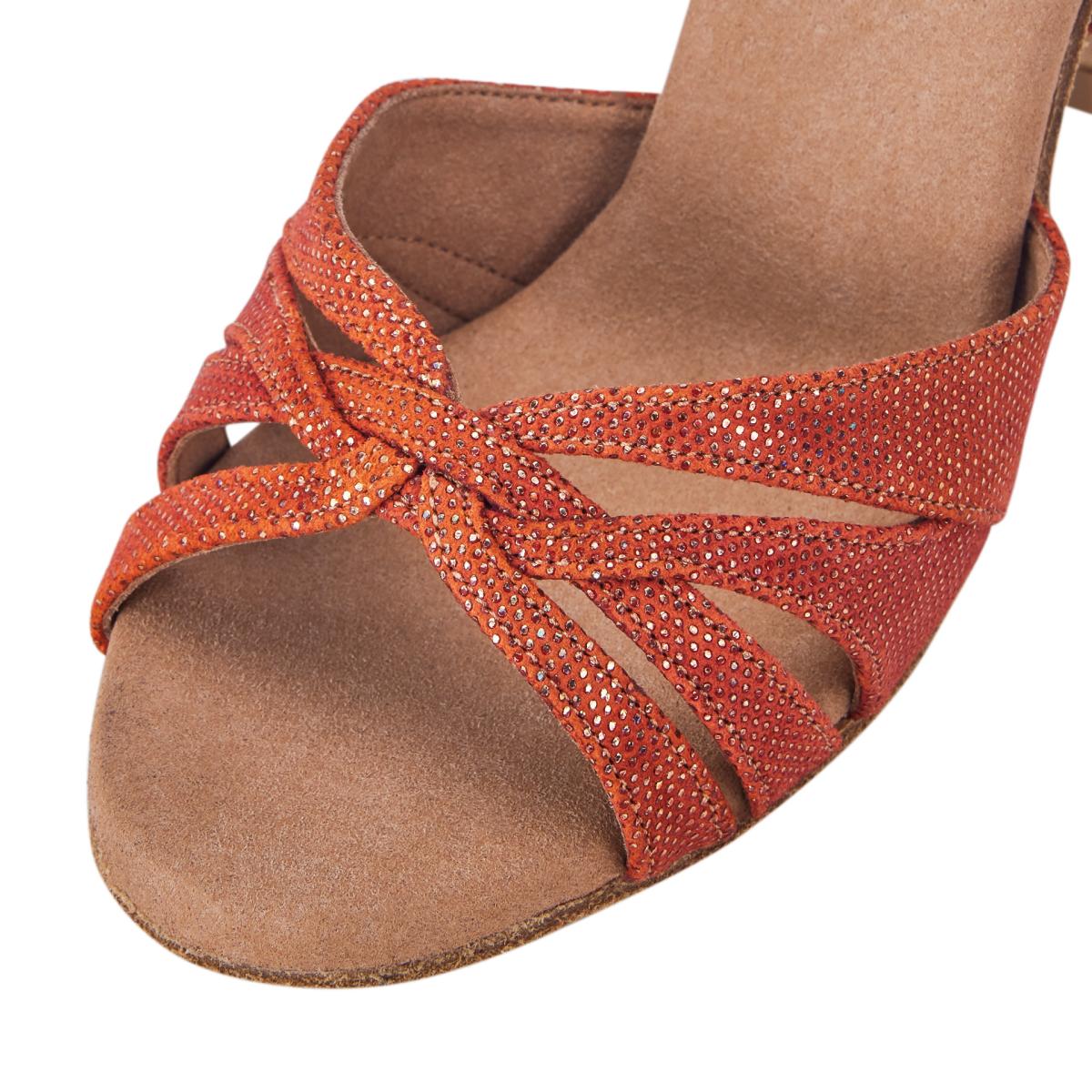 Rummos Damen Tanzschuhe Elite Paris 548 - Obermaterial: Leder - Farbe: Dark Tan Shiny - Weite: Normal - Absatz: 70R Flare - Größe: EUR 42
