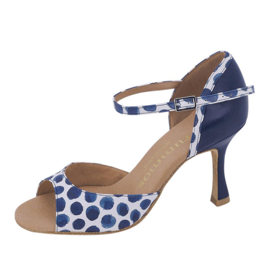 Rummos Damen Tanzschuhe Gabi 526-006 - Obermaterial: Leder - Farbe: Blau/Navy/Weiß - Weite: Normal - Absatz: 70R Flare - Größe: EUR 42