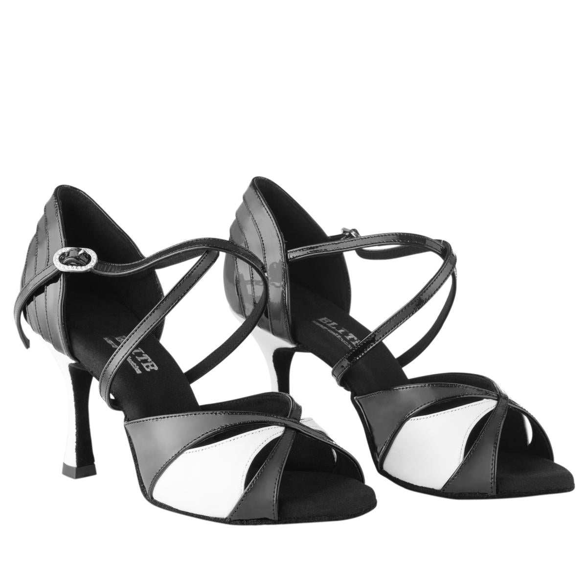 Rummos Damen Tanzschuhe Elite Paloma 035/004 - Material: Leder/Lackleder - Farbe: Schwarz/Weiß - Weite: Normal - Absatz: 70R Flare - Größe: EUR 35