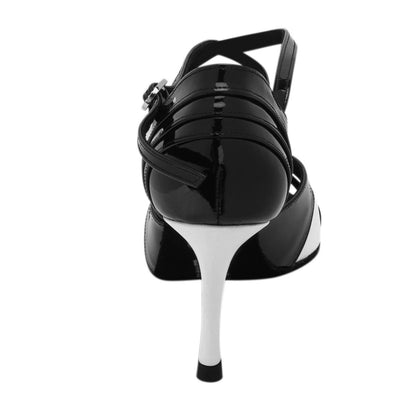 Rummos Damen Tanzschuhe Elite Paloma 035/004 - Obermaterial: Leder/Lackleder - Farbe: Schwarz/Weiß - Weite: Normal - Absatz: 80E Stiletto - Größe: EUR 37