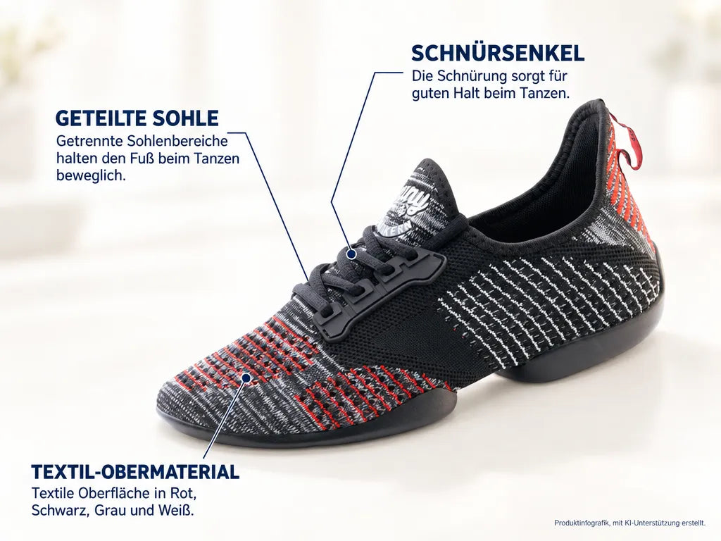 Anna Kern Damen Dance Sneakers 115 Pureflex – Produktinfografik, mit KI-Unterstützung erstellt.