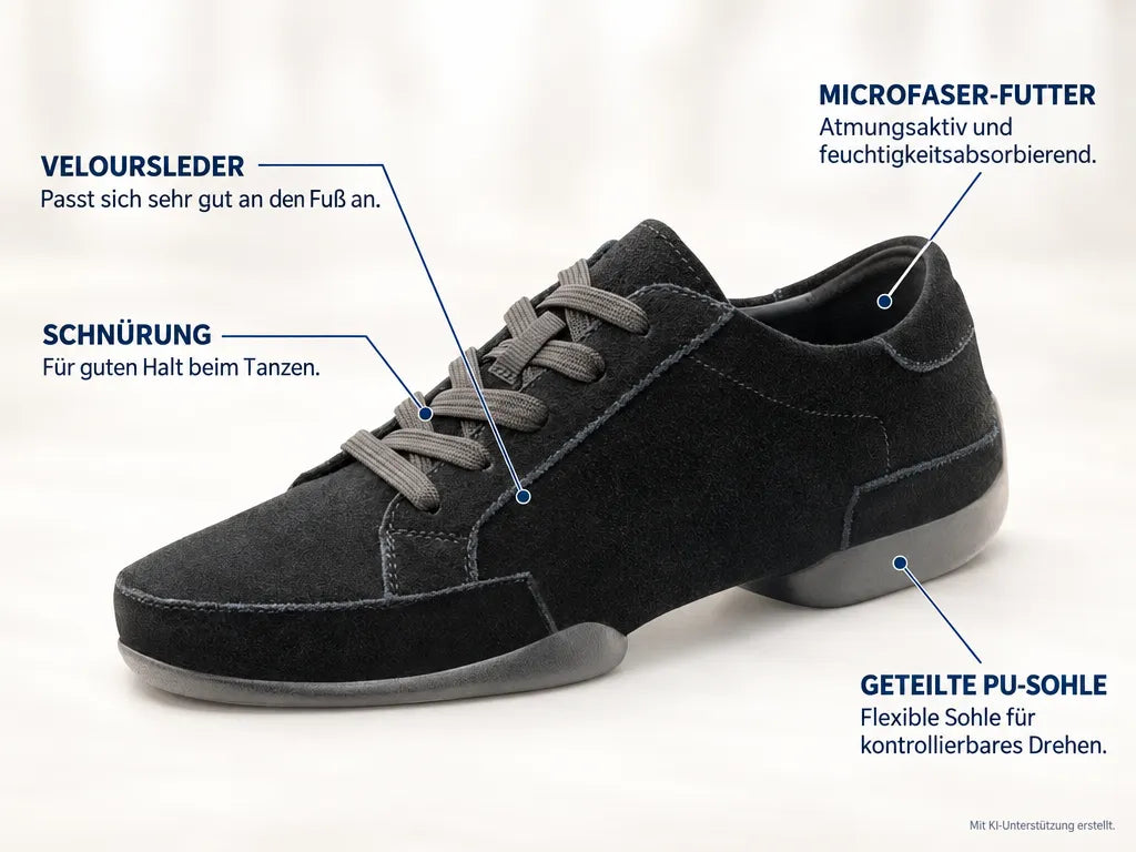 Anna Kern Damen Dance Sneakers 155 – Produktinfografik, mit KI-Unterstützung erstellt.