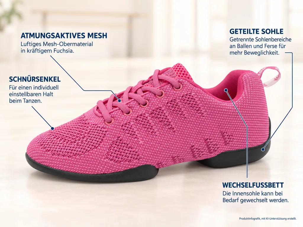 Anna Kern Damen Dance Sneakers 165 Bold – Produktinfografik, mit KI-Unterstützung erstellt.