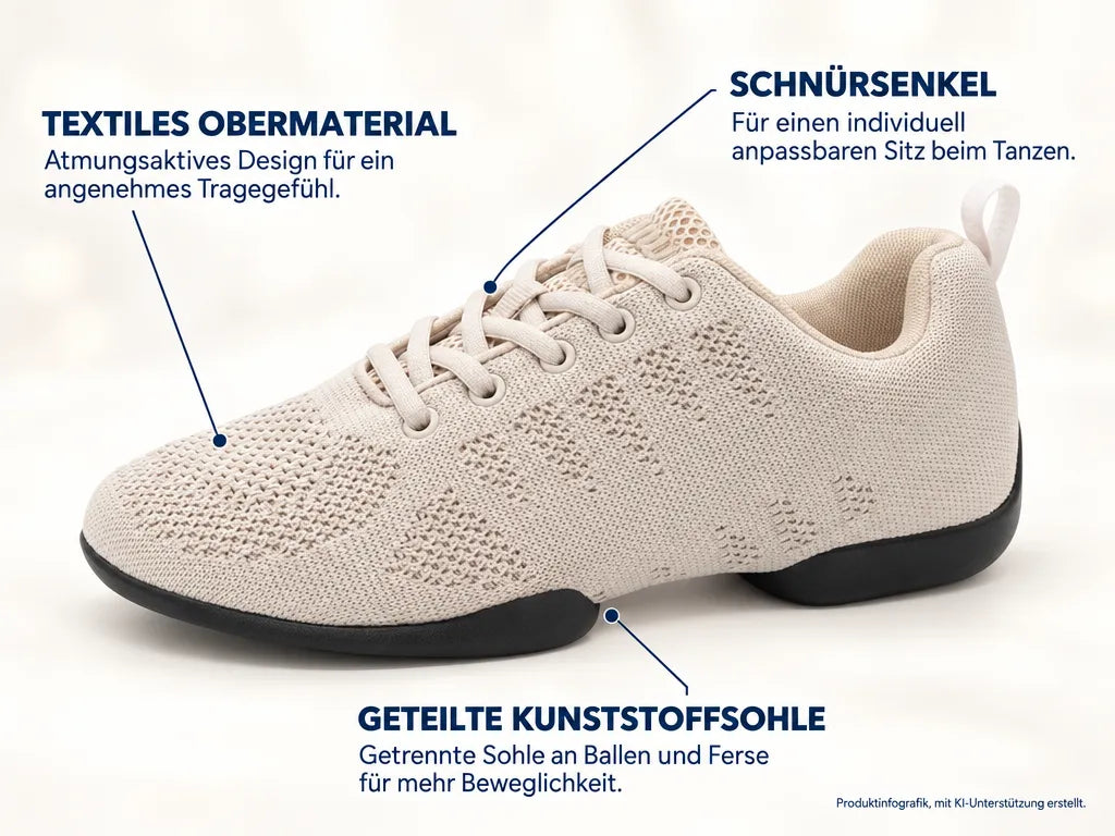 Anna Kern Damen Dance Sneakers 180 Bold – Produktinfografik, mit KI-Unterstützung erstellt.