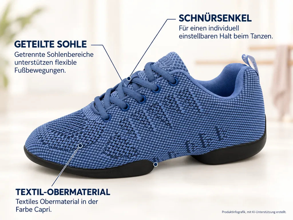 Anna Kern Damen Dance Sneakers 185 Bold – Produktinfografik, mit KI-Unterstützung erstellt.