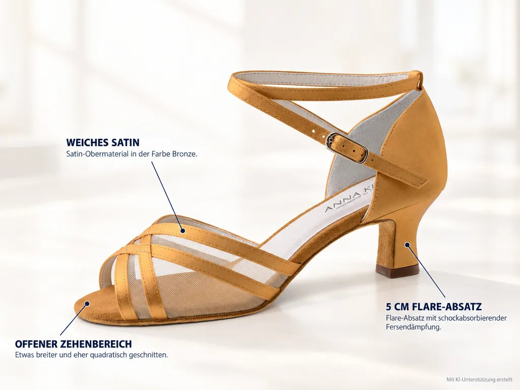 Anna Kern Damen Tanzschuhe 610-50 – Produktinfografik, mit KI-Unterstützung erstellt.