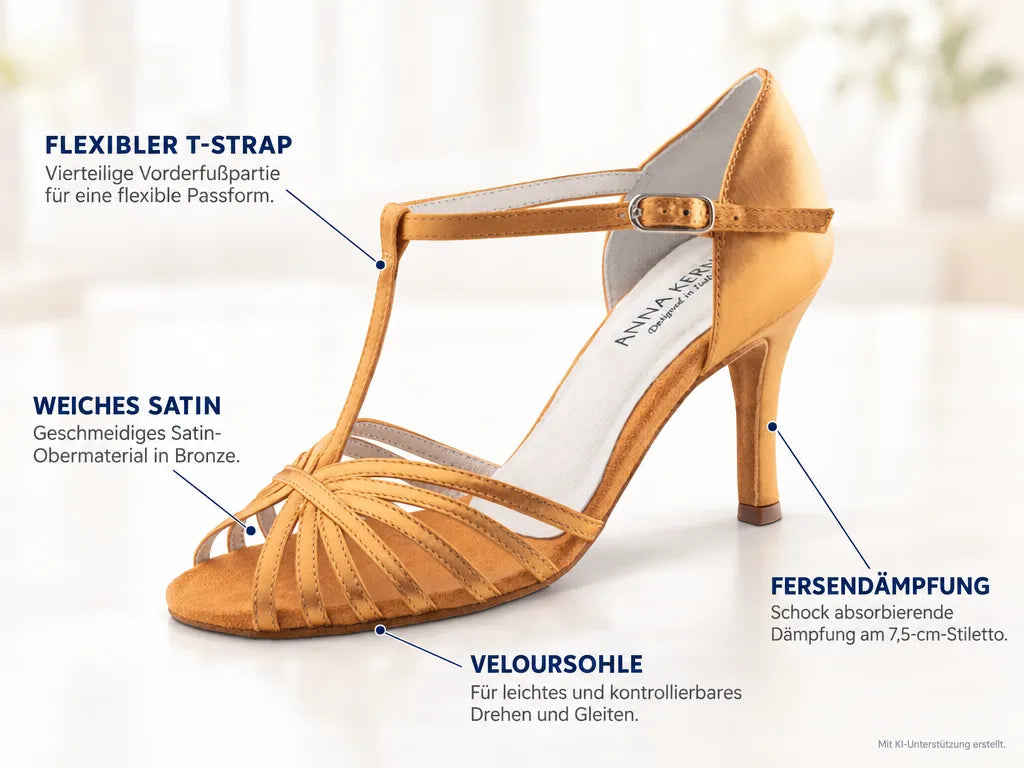 Anna Kern Damen Tanzschuhe 850-75 – Produktinfografik, mit KI-Unterstützung erstellt.