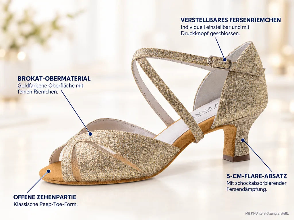 Anna Kern Damen Tanzschuhe Aliette 620-50 – Produktinfografik, mit KI-Unterstützung erstellt.