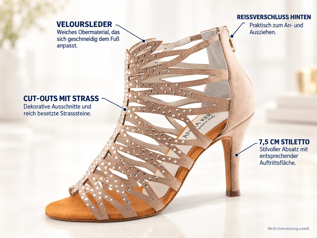 Anna Kern Damen Tanzschuhe Celeste 800-75 – Produktinfografik, mit KI-Unterstützung erstellt.
