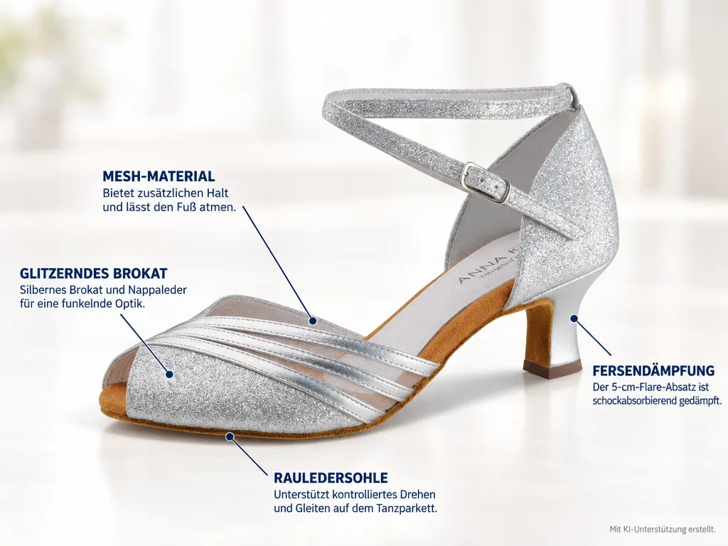 Anna Kern Damen Tanzschuhe Christelle – Produktinfografik, mit KI-Unterstützung erstellt.