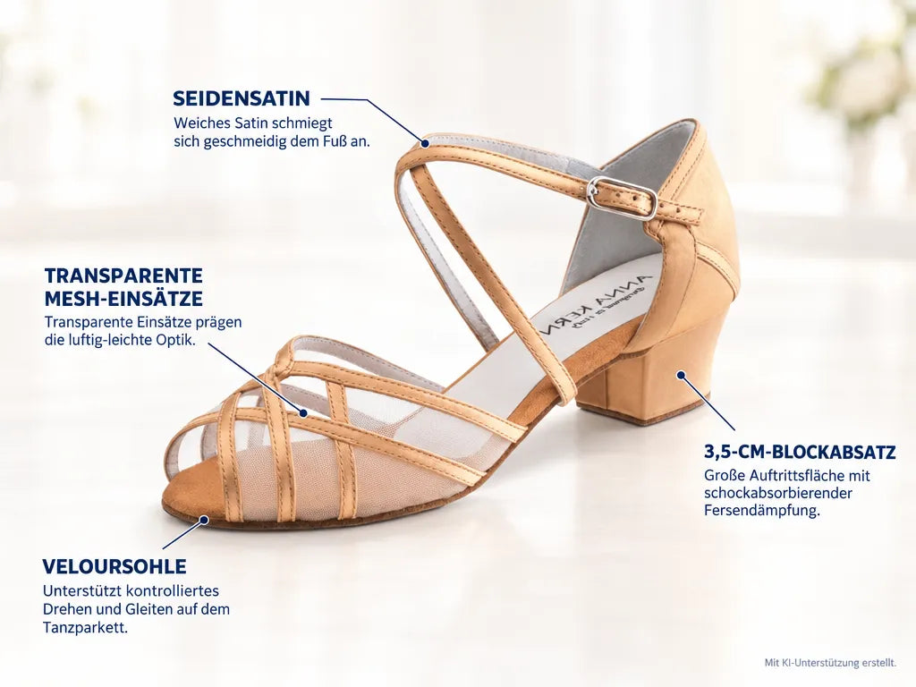 Anna Kern Damen Tanzschuhe Gabrielle 520-35 – Produktinfografik, mit KI-Unterstützung erstellt.