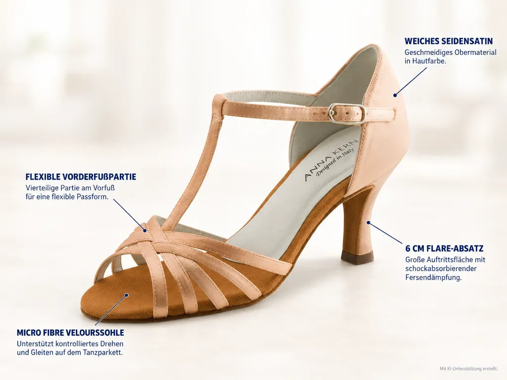 Anna Kern Damen Tanzschuhe Justine 470-60 – Produktinfografik, mit KI-Unterstützung erstellt.