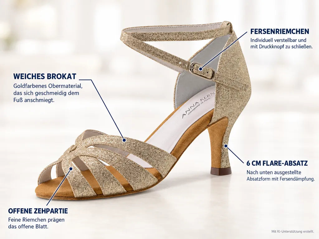 Anna Kern Damen Tanzschuhe Lisette 750-60 – Produktinfografik, mit KI-Unterstützung erstellt.