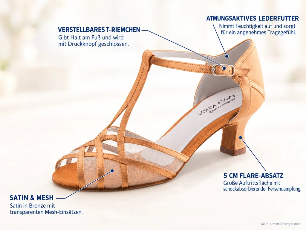 Anna Kern Damen Tanzschuhe Lucile 540-50 – Produktinfografik, mit KI-Unterstützung erstellt.