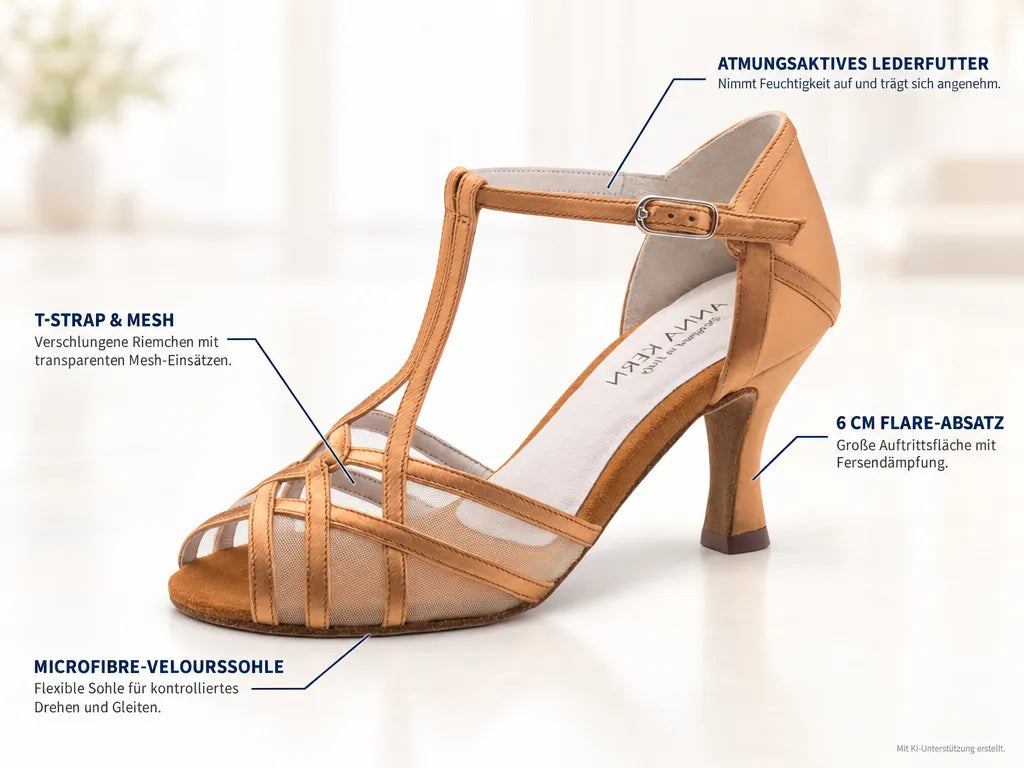 Anna Kern Damen Tanzschuhe Manon 640-60 – Produktinfografik, mit KI-Unterstützung erstellt.