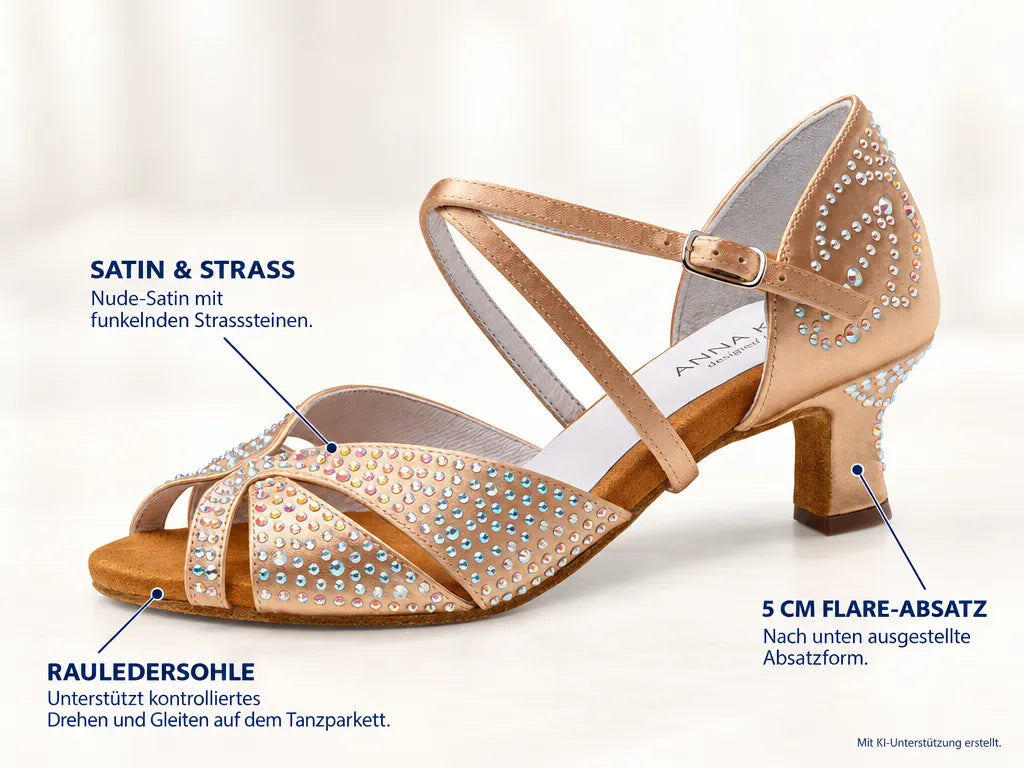 Anna Kern Damen Tanzschuhe Vianne – Produktinfografik, mit KI-Unterstützung erstellt.