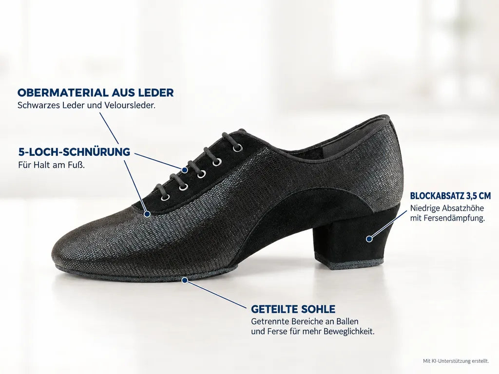 Anna Kern Damen Trainerschuhe Brienne Schwarz – Produktinfografik, mit KI-Unterstützung erstellt.