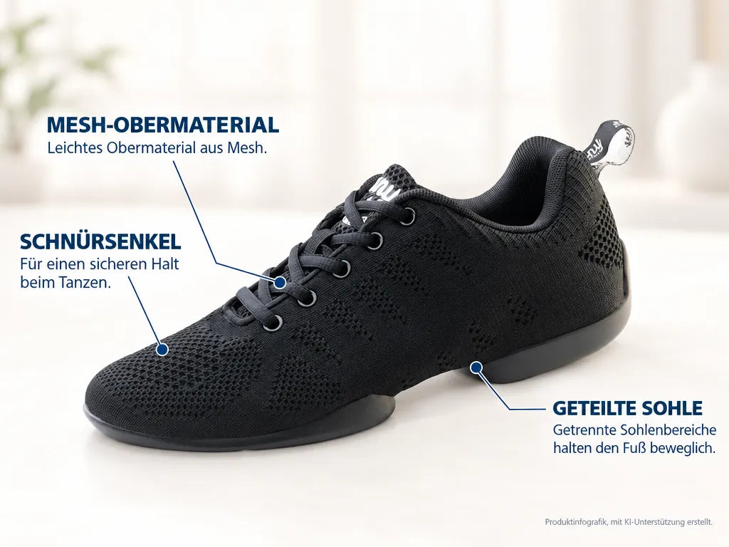 Anna Kern Herren Dance Sneakers 4020 Bold – Produktinfografik, mit KI-Unterstützung erstellt.