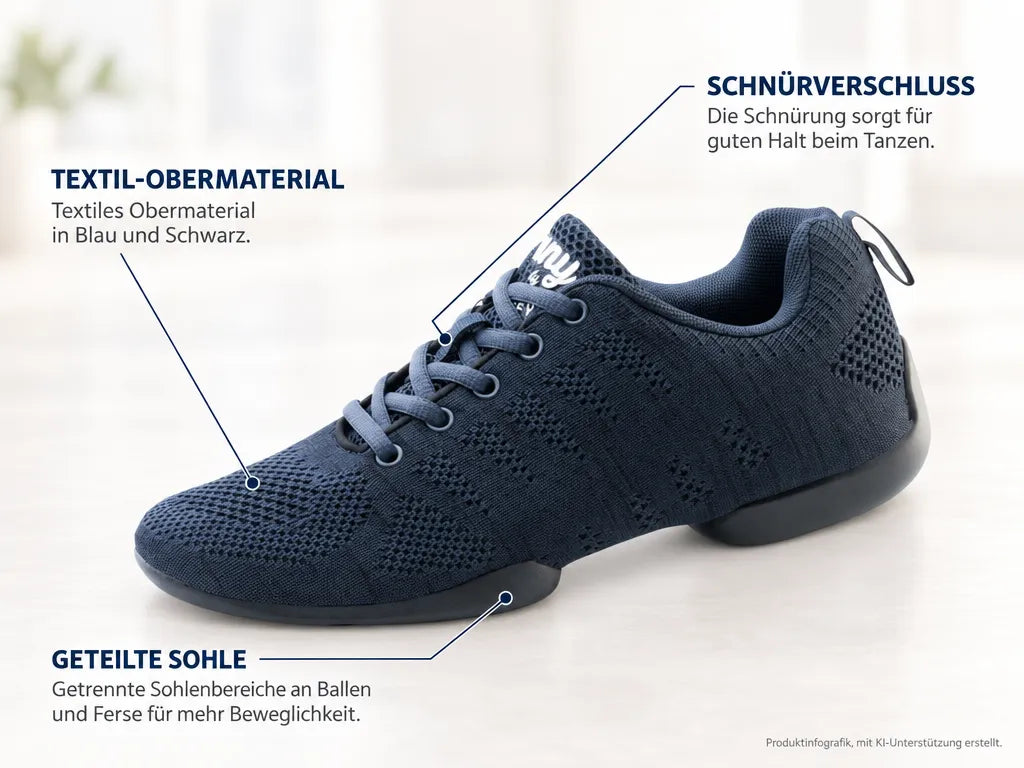 Anna Kern Herren Dance Sneakers 4030 Bold – Produktinfografik, mit KI-Unterstützung erstellt.