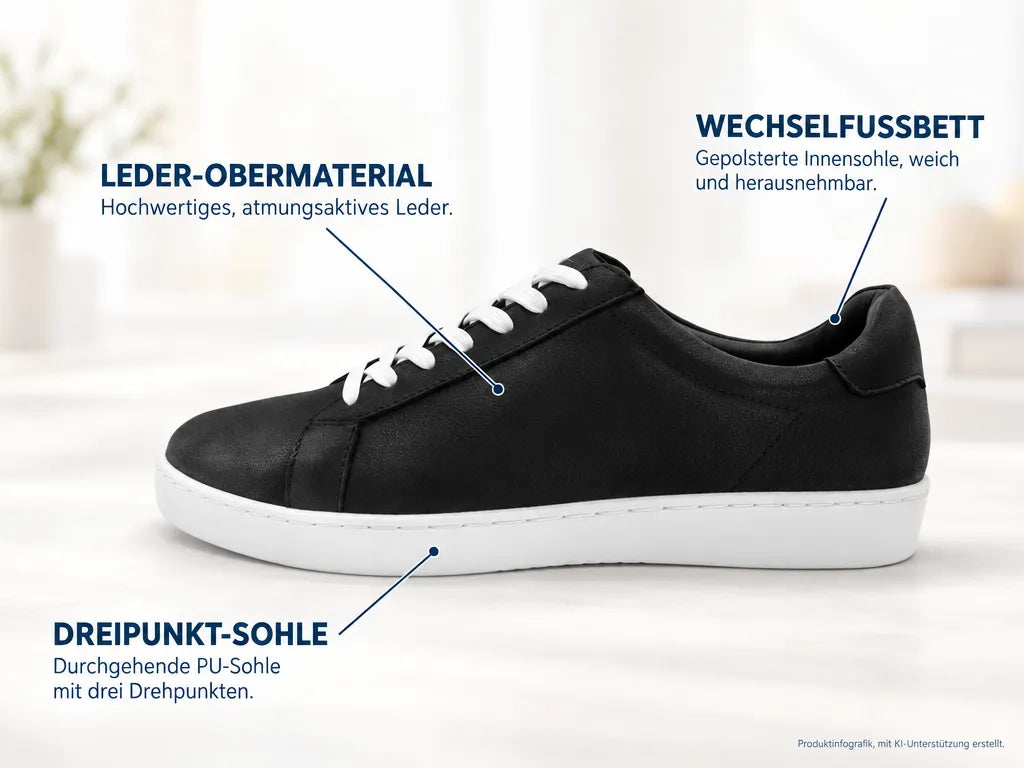Anna Kern Suny Herren Dance Sneakers 7410 – Produktinfografik, mit KI-Unterstützung erstellt.