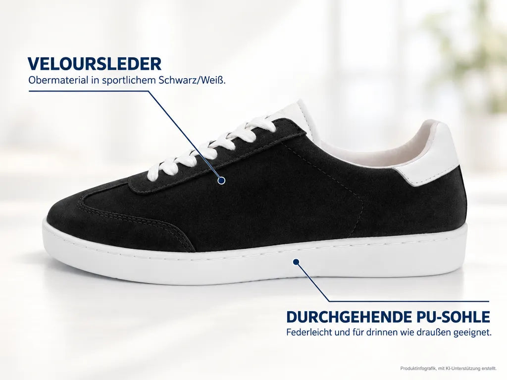 Anna Kern Suny Herren Dance Sneakers 7415 – Produktinfografik, mit KI-Unterstützung erstellt.