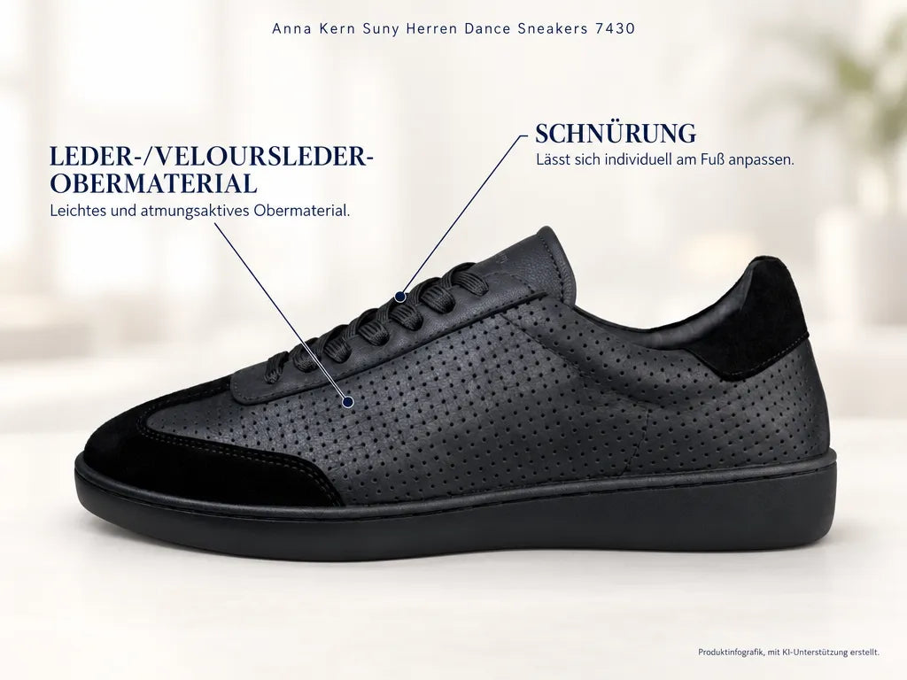 Anna Kern Suny Herren Dance Sneakers 7430 – Produktinfografik, mit KI-Unterstützung erstellt.
