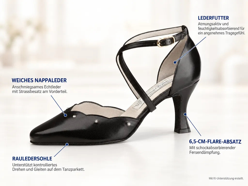 [B-Ware] Werner Kern Damen Tanzschuhe Peggy Größe: UK 2 – Produktinfografik, mit KI-Unterstützung erstellt.
