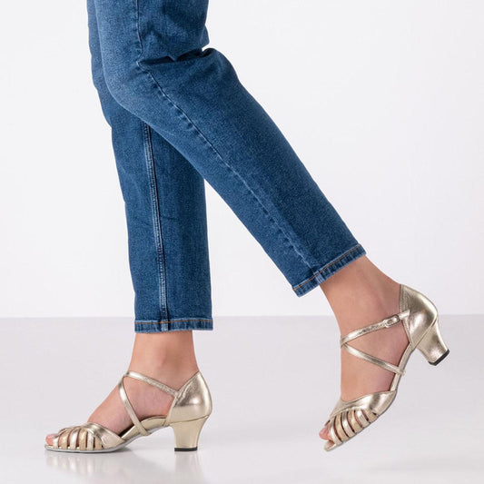Werner Kern Damen Tanzschuhe Coleen - Obermaterial: Leder Platin/Beige - Größe: EU 42 2/3