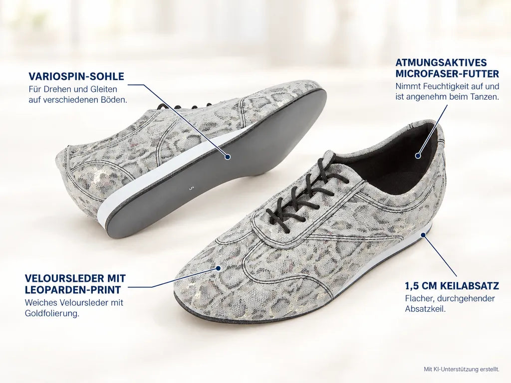 Diamant Damen Sneaker Tanzschuhe 183-435-606-V – Produktinfografik, mit KI-Unterstützung erstellt.