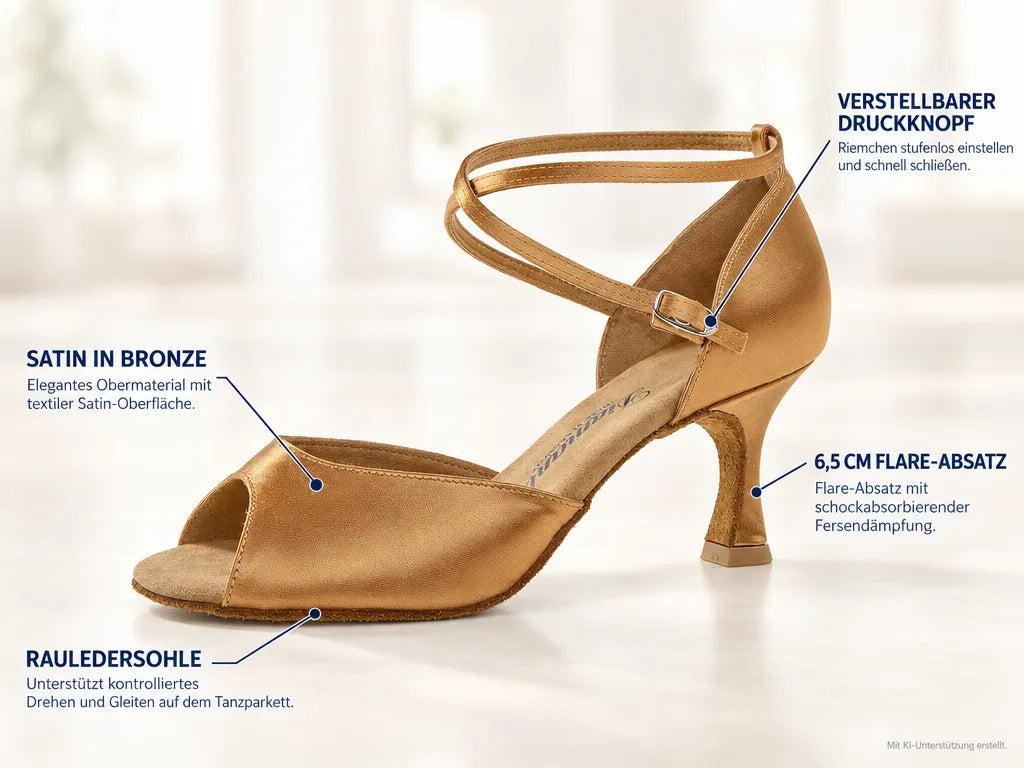 Diamant Damen Tanzschuhe 017-087-087 – Produktinfografik, mit KI-Unterstützung erstellt.