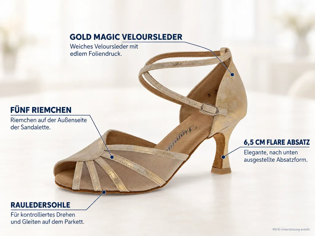 Diamant Damen Tanzschuhe 020-087-017 – Produktinfografik, mit KI-Unterstützung erstellt.