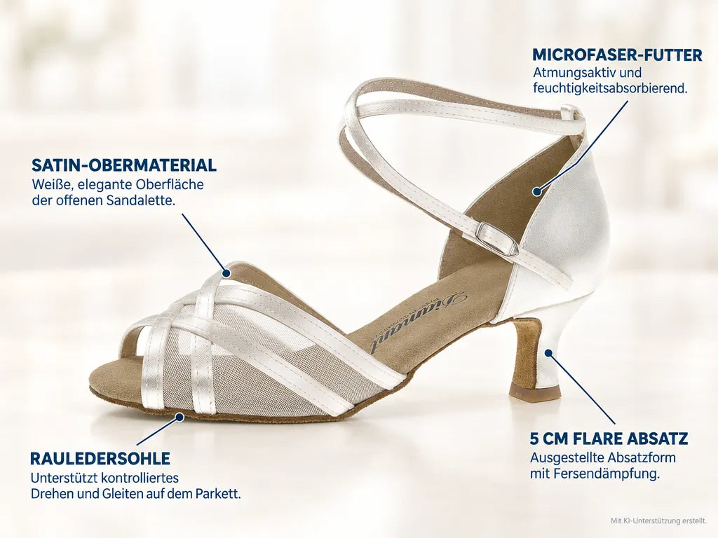 Diamant Damen Tanzschuhe 035-077-092 – Produktinfografik, mit KI-Unterstützung erstellt.