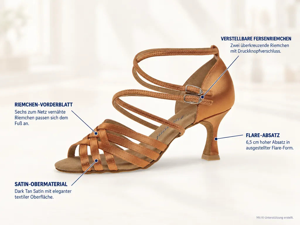 Diamant Damen Tanzschuhe 108-087-379 – Produktinfografik, mit KI-Unterstützung erstellt.