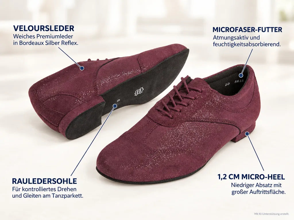 Diamant Damen Tanzschuhe 183-005-567 – Produktinfografik, mit KI-Unterstützung erstellt.