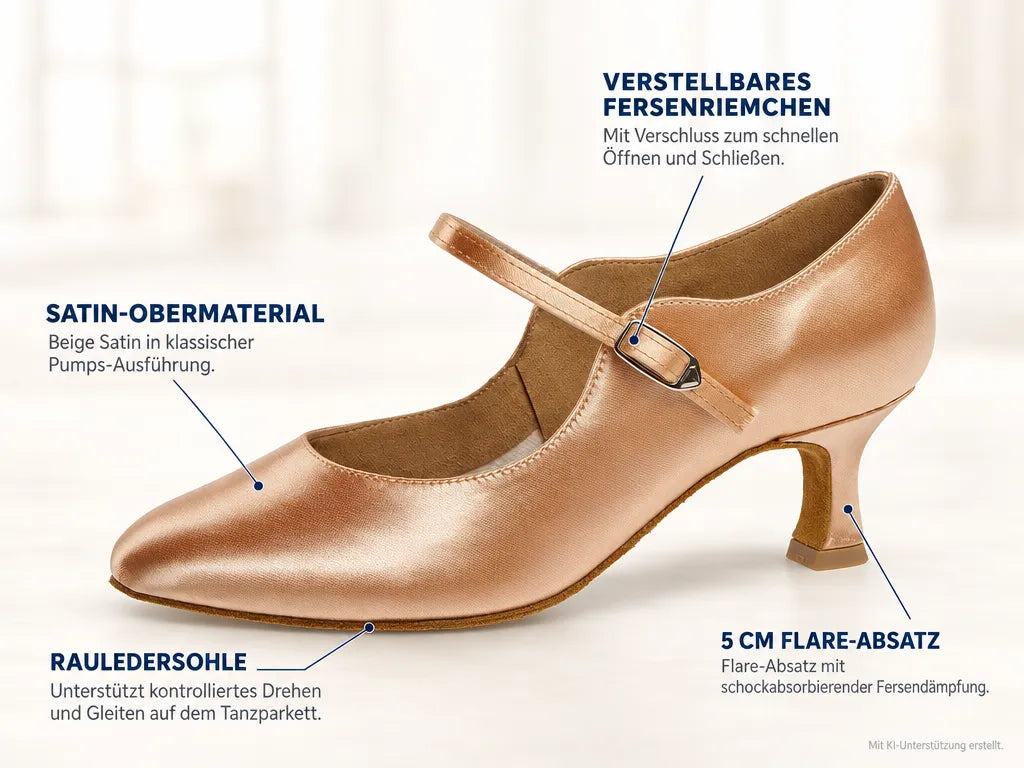 Diamant Damen Tanzschuhe 186-277-094 – Produktinfografik, mit KI-Unterstützung erstellt.