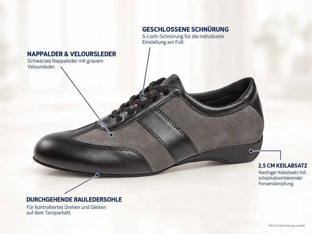 Diamant Herren Ballroom Sneakers 123-225-376 – Produktinfografik, mit KI-Unterstützung erstellt.