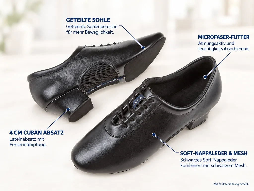 Diamant Herren Latein Tanzschuhe 163-224-592 – Produktinfografik, mit KI-Unterstützung erstellt.