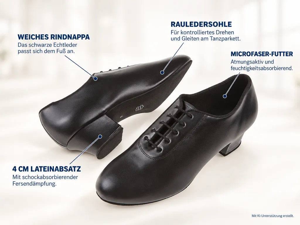 Diamant Herren Tanzschuhe 091-024-028 – Produktinfografik, mit KI-Unterstützung erstellt.