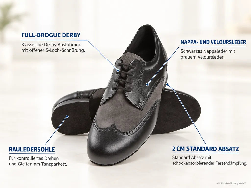 Diamant Herren Tanzschuhe 099-025-376 – Produktinfografik, mit KI-Unterstützung erstellt.