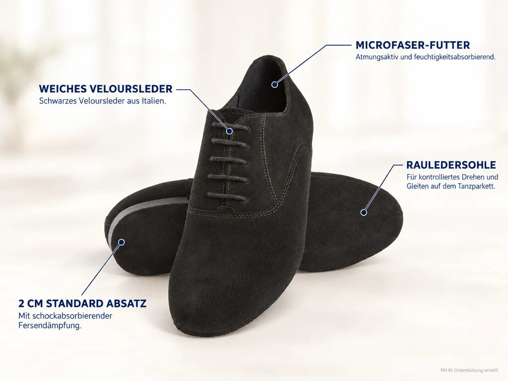 Diamant Herren Tanzschuhe 180-025-001 – Produktinfografik, mit KI-Unterstützung erstellt.