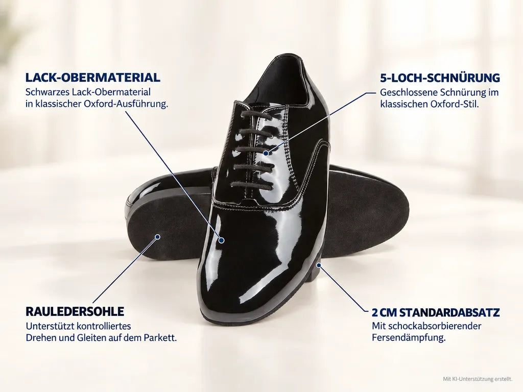 Diamant Herren Tanzschuhe 180-075-038 – Produktinfografik, mit KI-Unterstützung erstellt.