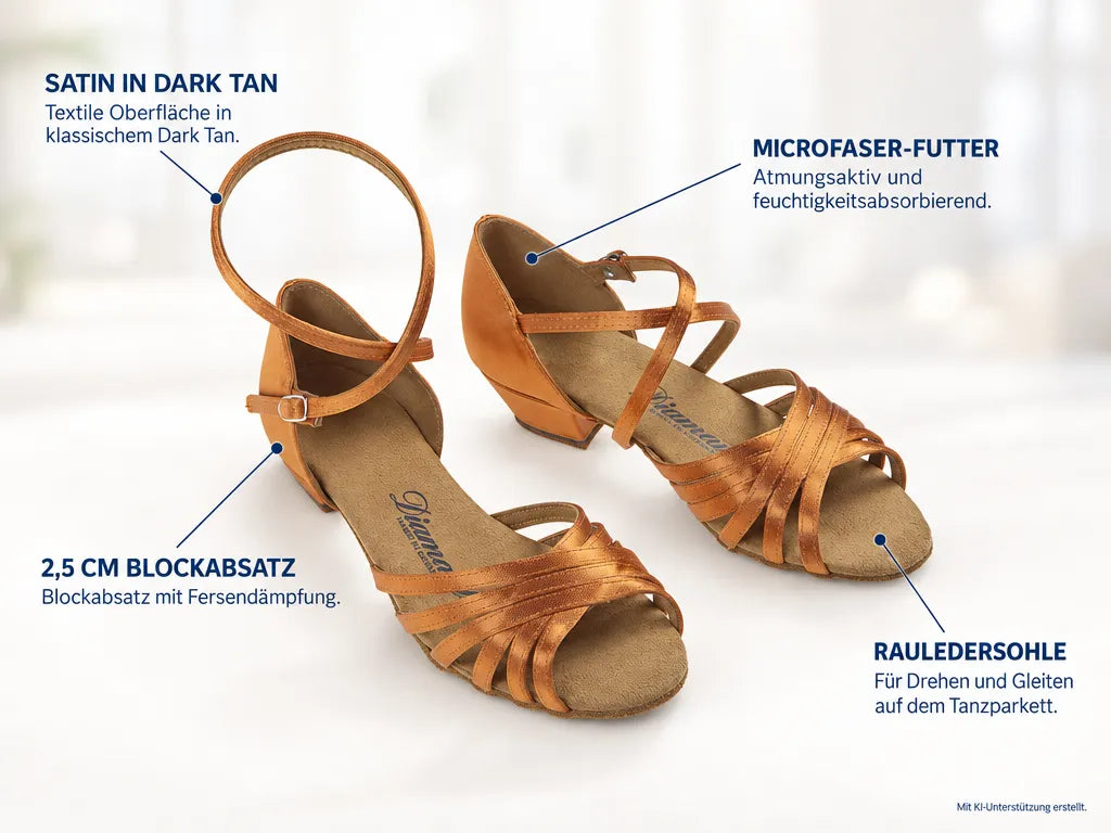 Diamant Mädchen Tanzschuhe 196-030-379 – Produktinfografik, mit KI-Unterstützung erstellt.