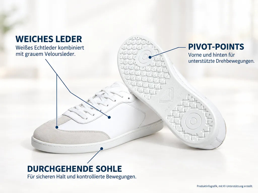 Diamant Unisex Low-Top Dance Sneakers VIBE – Produktinfografik, mit KI-Unterstützung erstellt.