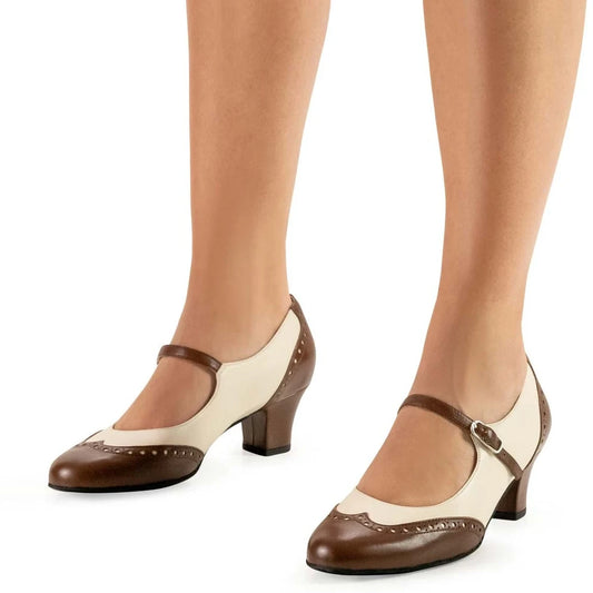 [B-Ware] Werner Kern Damen Tanzschuhe Emma 4,5 - Farbe: Braun/Creme - Größe: UK 4,5