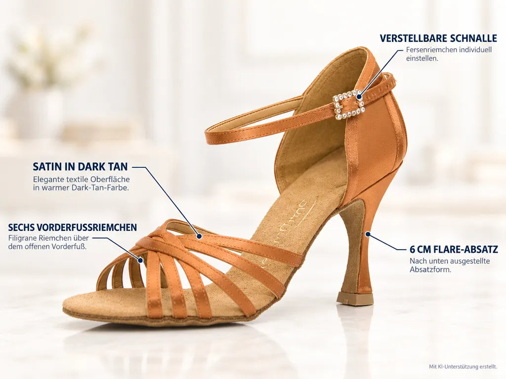 PortDance Damen Tanzschuhe PD133 – Produktinfografik, mit KI-Unterstützung erstellt.