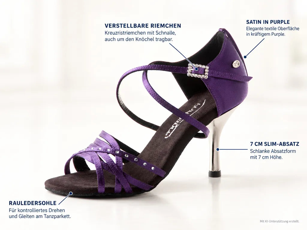 PortDance Damen Tanzschuhe PD400 – Produktinfografik, mit KI-Unterstützung erstellt.
